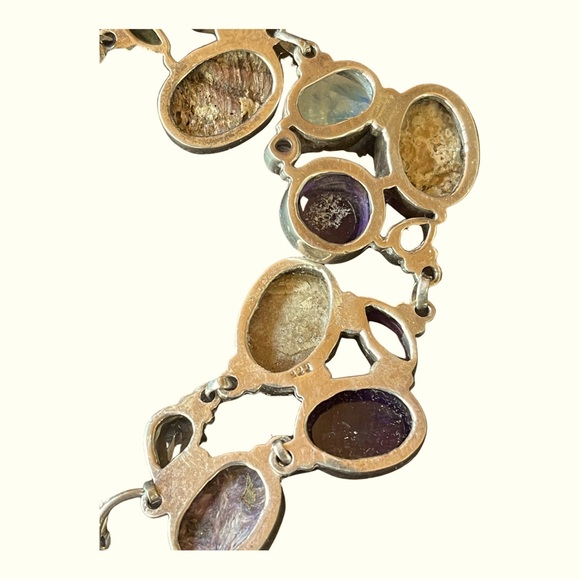 Multi-gem 3 size bracelet! Amethyst, Garnet, Peridot, Blue Moonstones, Abalone - Picture 7 of 9